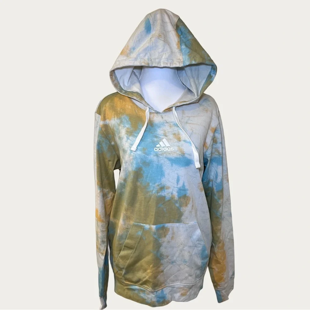 Adidas Men's Tie-Dye‎ Hoodie in Blue and Orange Small